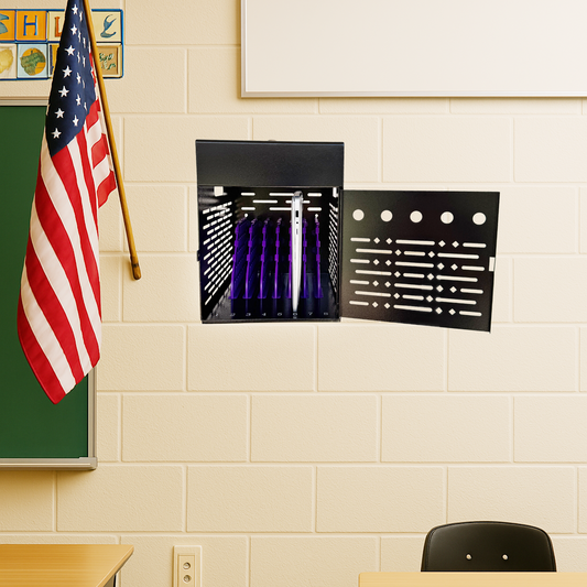 VC8B-B - 8-Device Tablet Charging Station, Lockable Steel Charging Cabinet for 14" Chromebooks, iPads, Laptops & Tablets, Secure Storage with 2 Keys for Classroom, Office & Hospital, Black