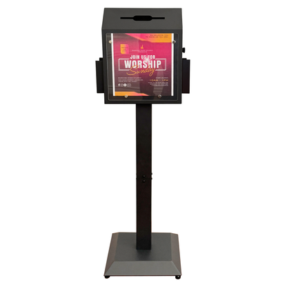 VD6B-B - Suggestion Box with Stand, Floor Standing Donation & Ballot Box, Metal Lockable Collection Box with Combination Lock for Voting, Charity, Church, Hospital Feedback & Car Rental Key Return