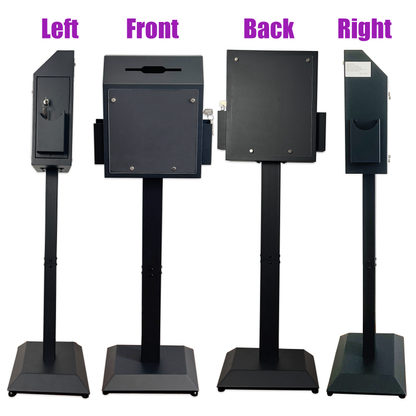 VD6A-B - Floor-Standing Offering Boxes with Lock and Keys, Suggestion Box with Stand, Heavy-Duty Metal Suggestion & Donation Organizer for Church, Voting, and Fundraising, Black