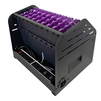 VC10A-B - Laptop Charging Station for Classroom, Office, or Home, 10-Device Organizer with 6 AC Outlets & 4 USB Ports, Fits Laptops, Tablets & E-Readers up to 1.375" Thick, 15.3" x 13" x 13"