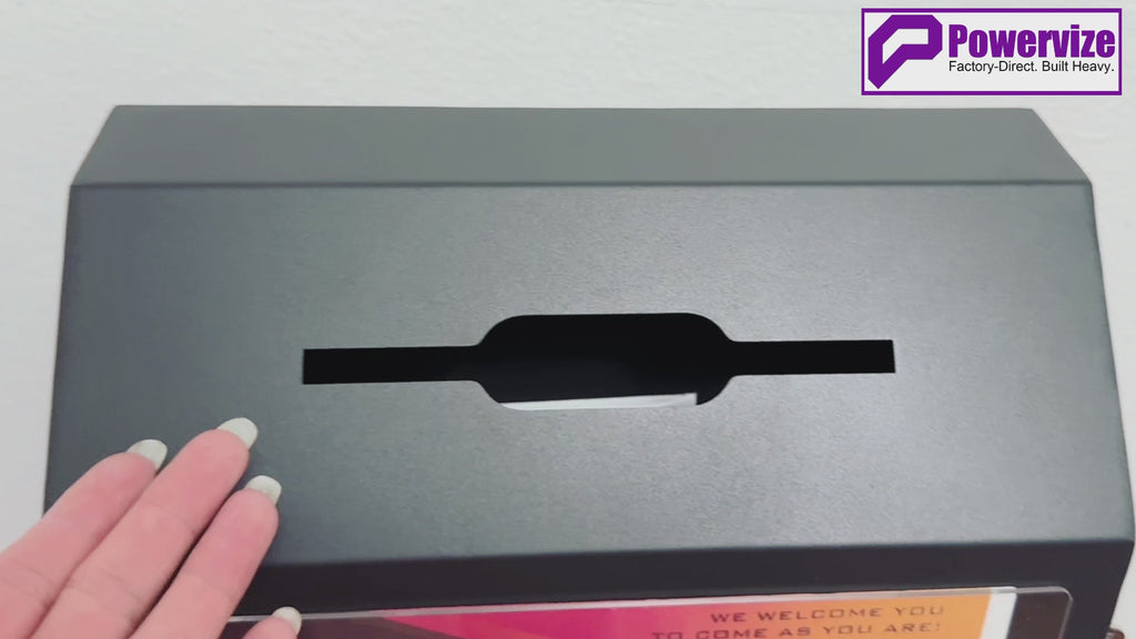 VD6A-B - Floor-Standing Offering Boxes with Lock and Keys, Suggestion Box with Stand, Heavy-Duty Metal Suggestion & Donation Organizer for Church, Voting, and Fundraising, Black