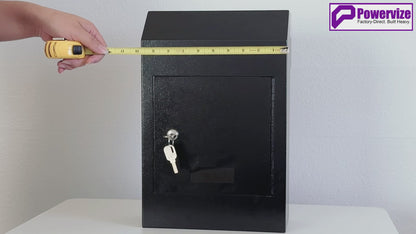 VD1C-B - Door Drop Box, Mail Slots for Mail, Rent, Deposit, and Night Key, Through The Door Prevents Money Fishing Locking Steel Mailbox with Rear Access, Black