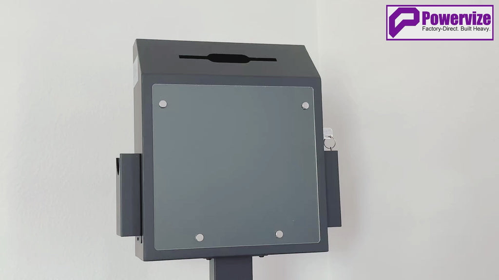 VD6A-B - Floor-Standing Offering Boxes with Lock and Keys, Suggestion Box with Stand, Heavy-Duty Metal Suggestion & Donation Organizer for Church, Voting, and Fundraising, Black