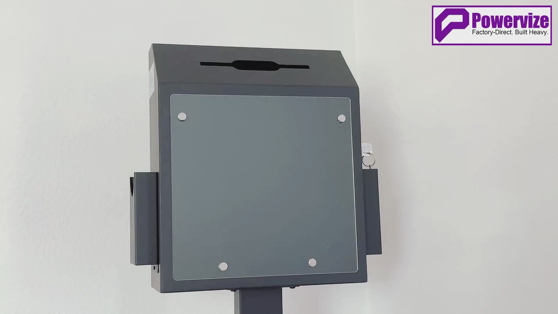 VD6A-B - Floor-Standing Offering Boxes with Lock and Keys, Suggestion Box with Stand, Heavy-Duty Metal Suggestion & Donation Organizer for Church, Voting, and Fundraising, Black